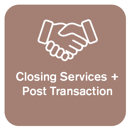 A handshake illustrating closing services and post transaction.